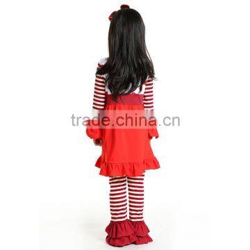 Wholesale Boutique Cute Baby Top Long-sleeve With Ruffle & Stripe Pant Spring Fall Clothing Set photo-3