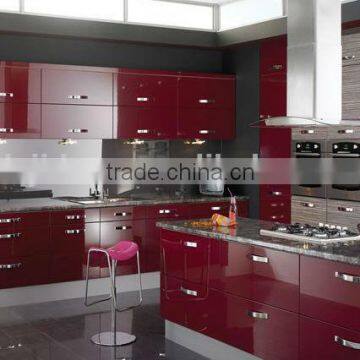 Red Lacquer High Gloss Modern Kitchen Cabinet Designs DJ-K247