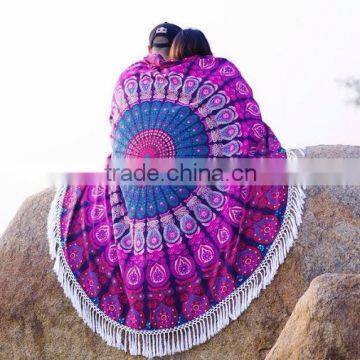 Indian Handmade Round Mandala Roundie Yoga Mat Beach Throw Hippie Tapestry Cotton Dorm Decor Wall Hanging