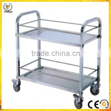 yiyongjia Two layer restaurant hotel dining room Bowl car economic cheap silver chinese stainless steel service trolley cart