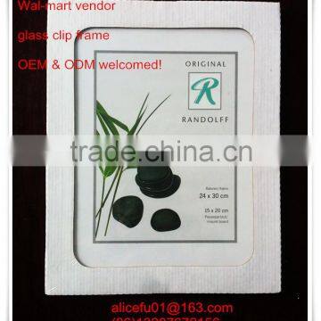 cheap wholesale frameless glass photo frame clip frame 24x30