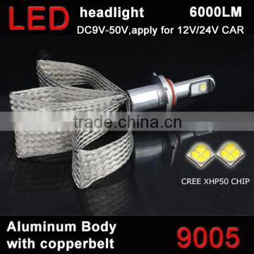 Shockproof 12v auto led bulb 6000 lumen led headlamp