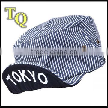 unique striped high quality folding brim milytary cap