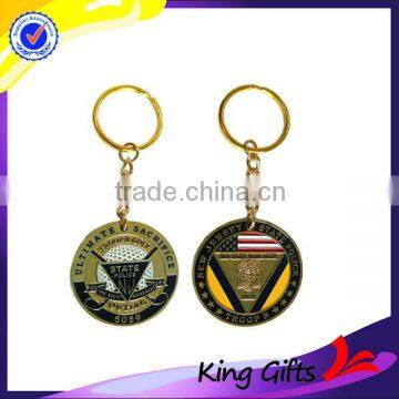 Personalized Design United States Military Police Challenge Coin With Plated Gold Key Chain