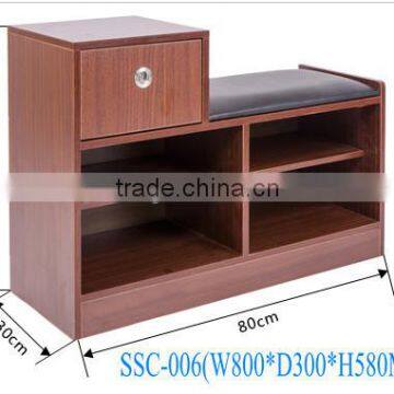 Easy Assembly Brown Faux Leather Folding Storage Ottoman Bench shoe cabinet with sofa