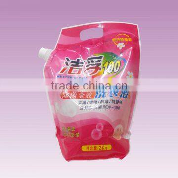 Detergent bag/stand up pouch with spout and handle