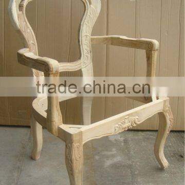 Wooden carved frame armed chair,white body for traditional chair