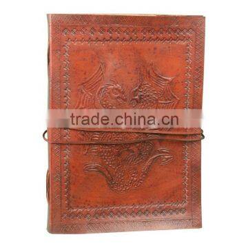 Dragon Embossed Blank Leather Journal For Artist Painting Genuine Leather Handmade Paper