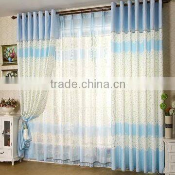 2015 new design polyester printed and beautiful blue color blackout curtains & drapes