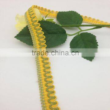 green yellow braid polyester wire sewing applique lace ribbon trimming