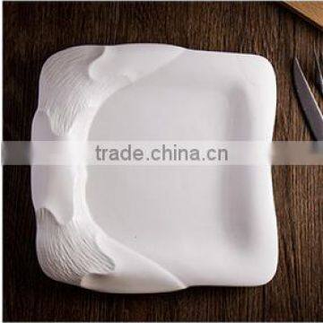 ChaoZhou porcelain white unique shape square steak plate for home hotel restaurant