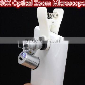 Universal Clip LED Microscope 60X Optical Zoom for iphone 6/Samsung/HTC/LG