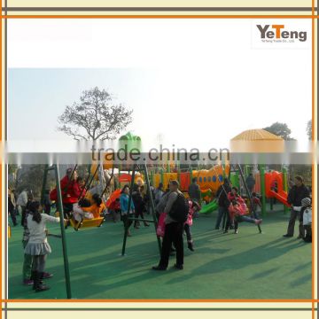 children outdoor playground slide and swing equipment