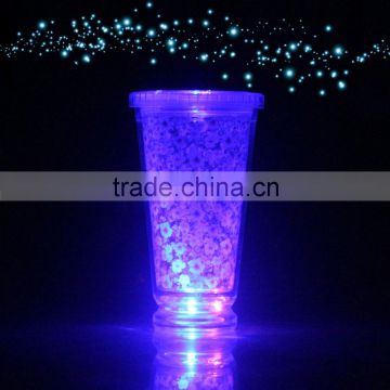 Double Walled Plastic Glowing Lighting Shot Cup with Lid Straw