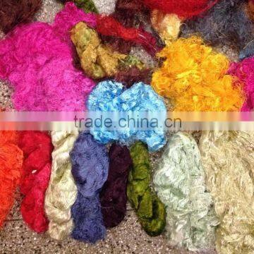 sari silk thrums in assorted colours for spinning crafts in 50 gram skeins