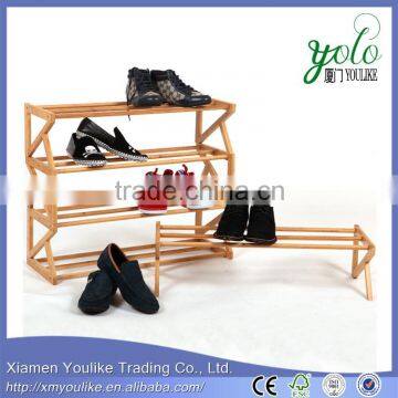 100% nature shoe store shelf Bamboo 3-Tier Shoe Shelf