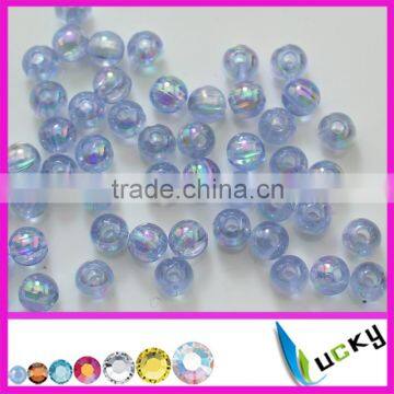 light blue ab color Round Acrylic beads colorful ab effect transparent Beads with two holes 3mm to 16mm