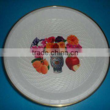 14"plastic round flat printing dish with metal ring