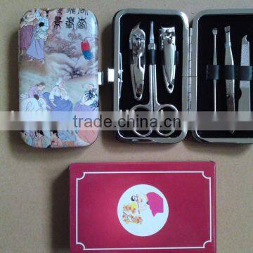 MRT-026 6pcs PU bag with colored box carbon steel kids manicure set