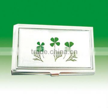 Real four leaf clover lucky namecard holder/businesscard case