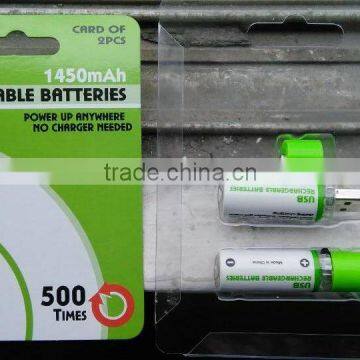 Ni-MH 1.2v 800mAh AA USB environmental dd rechargeable battery pack