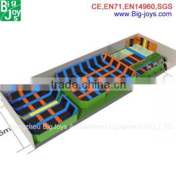Hot sale long rectangle trampoline with climbing wall indoor trampolines for adults