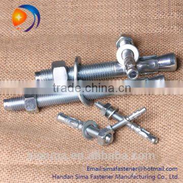 Zinc Plated Through Bolt Wedge Anchor with Nut and Washer