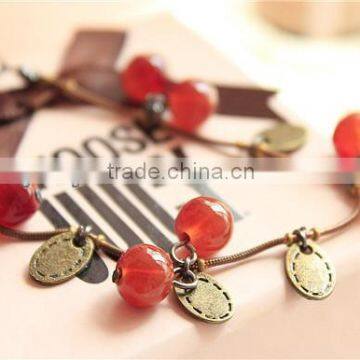 2014 Hot Vintage Cherry Charm Adjustable Chain Bracelet photo-2