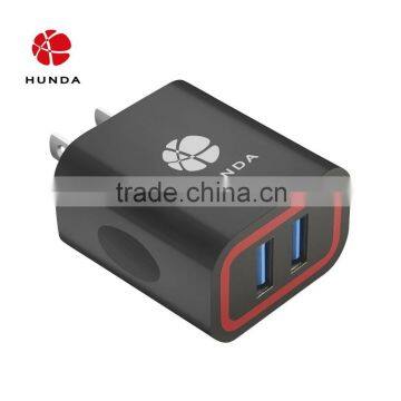 HUNDA Power Supply Travel Charger Dual Port USB 12W 5V 2.4A for Phones, Tablets PC