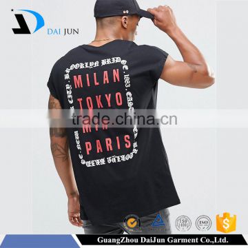 Daijun OEM Men Black Breathable100 polyester Puff Printing Short Sleeve alphabet print t-shirt