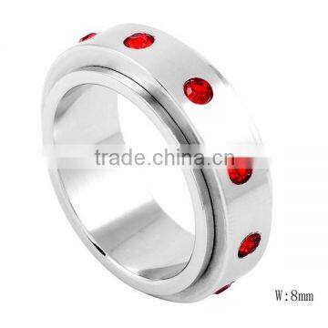 SRR8034 Most Wanted Product Rotating Ring Ruby Rhinestone Setting Surgical Stainless Steel Ring