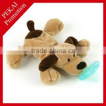 plush puppy toy with funny pacifier