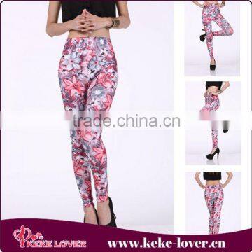 New Arrival Colorful Printing Women Leggings Pink Flower Sexy Leggings Spring And Autumn Slim Fitness Leggings Wholesale