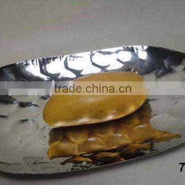 Home & Table Decoration Aluminium Metal Oval Shaped Fruit Plate Nut Dish Oval Mirror Polish