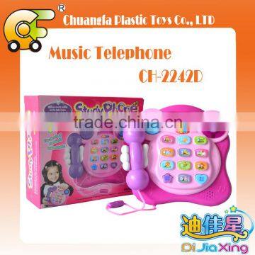 Pink plastic telephone toys, musical telephoto for girls