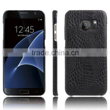 Fashion Leather Hard Cell Phone Case Back Cover for Samsung S7 Edge Black