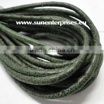 Nappa Leather Cords - Snake Style - Green- 2.5mm