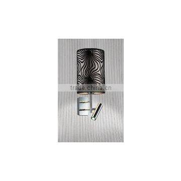 Single Wall Lamp With Chromel Finish and Nice Silk Shade From Zhongshan China Lighitng Factory