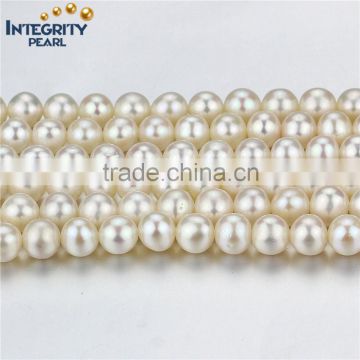 Size 7mm freshwater near round loose strand grade AA white color genuine pearl string