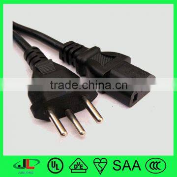 High quality Chile approval ac power supply cord with Chile 3 round pin plug