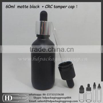 60ml matte black dropper bottle pipette with dropper with childproof evident cap frosted