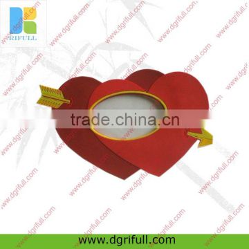 red heart shape wood photo frame