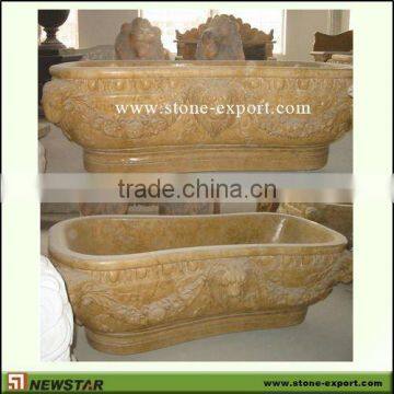 Yellow Marble Carved bathtub