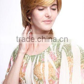 Gold blonde short hair wigs, European hair styling wigs