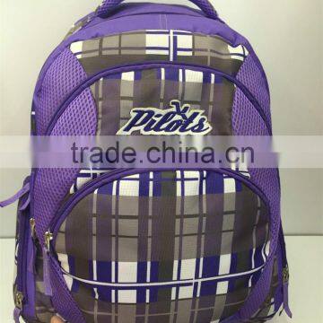 2016 fashion & concise plaid sport backpacks for outdoor activities,purple,YX-SP-08