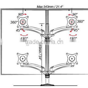 Muti Screen Gas Spring Triple Lcd Monitor Arm