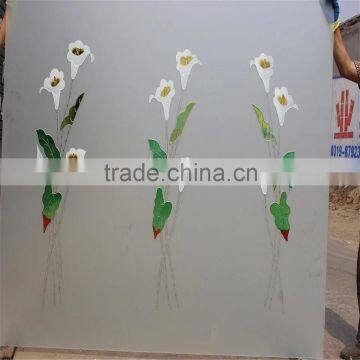 decorative acid etched interior sliding door glass