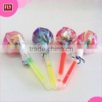 Fancy Lollipop Candy With Glow Stick / Assorted Flavour Fluorescent lollipop