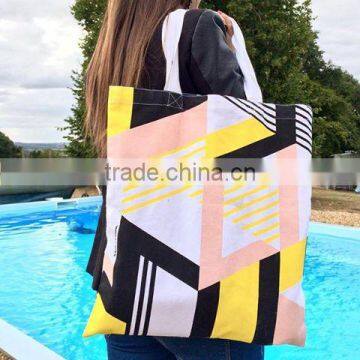 Canvas multi colour tote hand bag