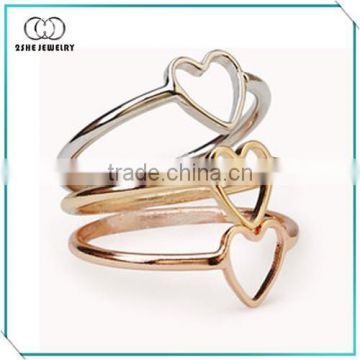 Three colors simple heart thin ring